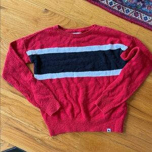 Abercrombie Kids Red Sweater with Black and Gray Stripe
